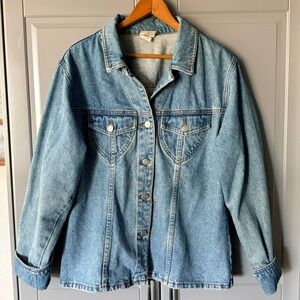 Moda International Womens Vintage Denim Trucker Jacket,Medium Wash, L